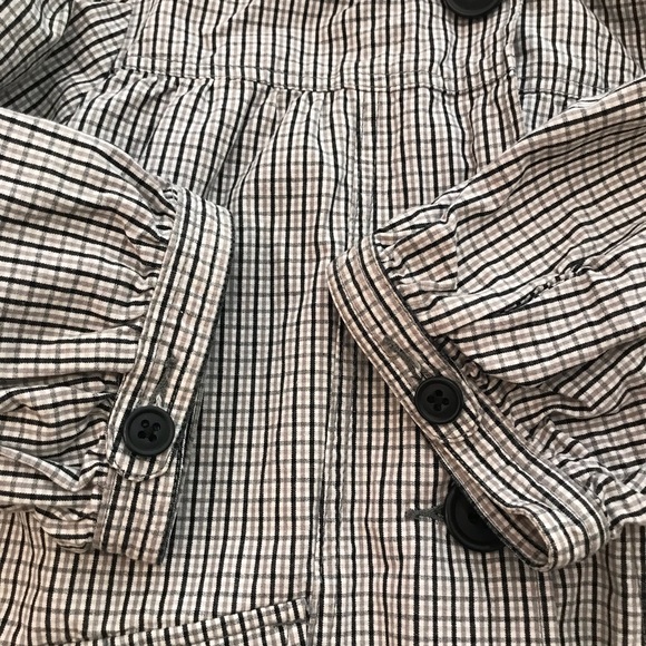 Roxy Black & White Plaid Button Front Hooded Light Spring Jacket - Picture 10 of 15